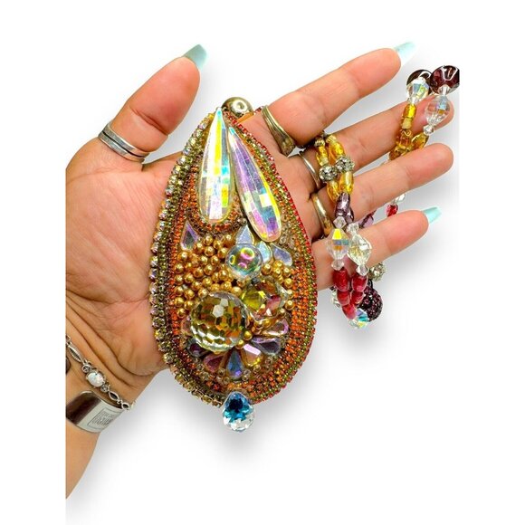 Vintage Wendy Gell Crystal Encrusted 1982 Signed Necklace 22" One of One - Picture 6 of 14